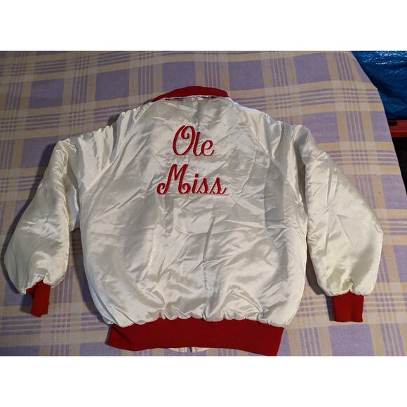 Vintage Ole Miss Rebels 80s 90s Jacket Insulated Button Up Bomber Embroidered